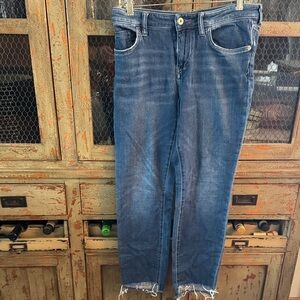 Anthropologie Blue Frayed Hem Cropped Jeans